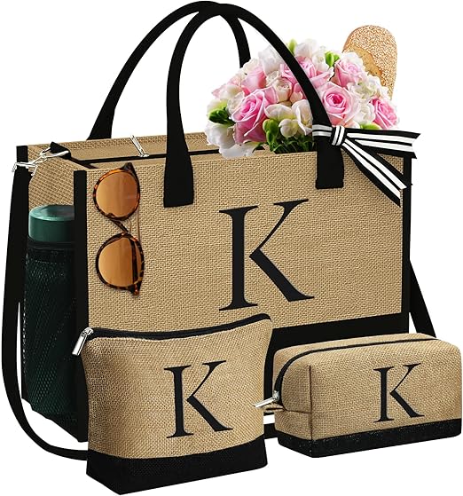 Gifts for Women – Stylish Personalized Jute Tote Bag Set